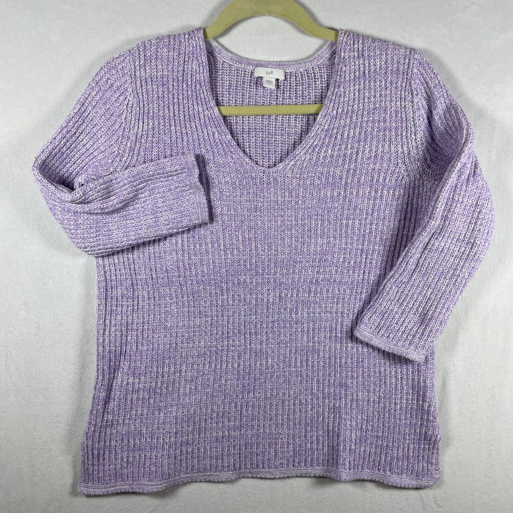 j jill 100% cotton lilac v neck sweater S pastel summer beach coastal cottage